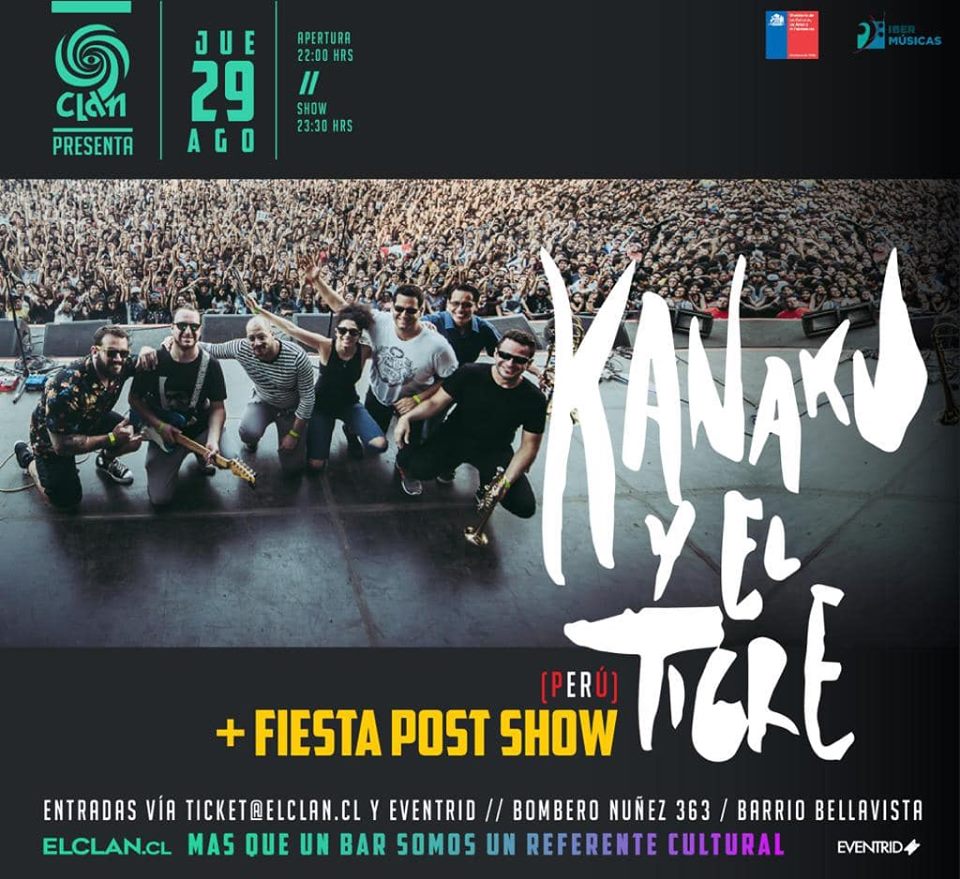 Kanaky Y El Tigre. Flyer Chile 29 de agosto 2019